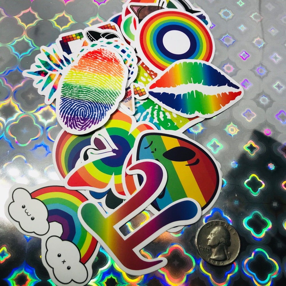 Rainbow Peace Sign Hand Vibrant Pride Single Decor Design Accent Sticker - Picture 8 of 10